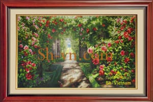 乡村风景画手工刺绣＝玫瑰园　26＝SHVN 1126- 125cm x 210cm (4)